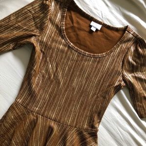 Lularoe Elegant Nicole Dress Brown & Gold Small